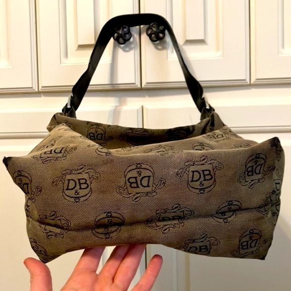 DOONEY&BOURKE SIGNATURE HOBO SHOULDER BAG LEATHER TRIM BROWN - Picture 5 of 11